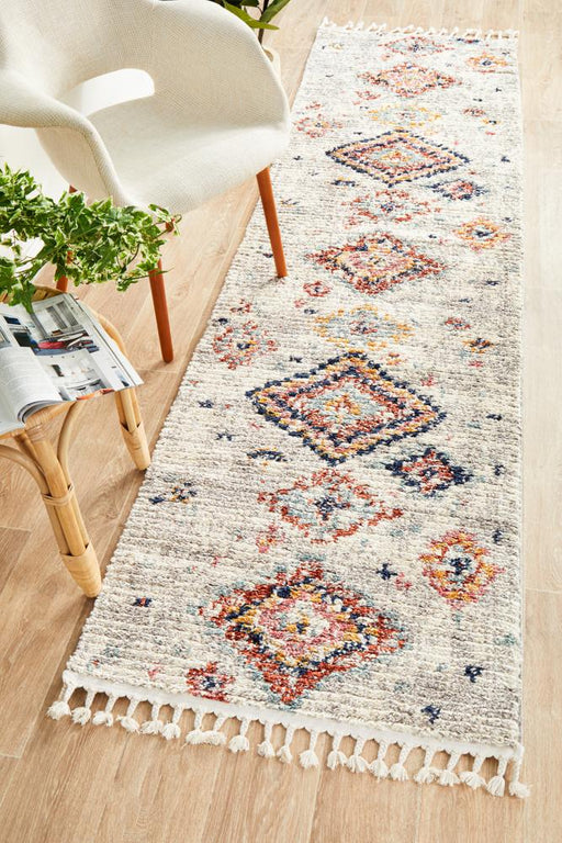 Mersin Silver Morroccan Geometric Diamond Contemporary Runner Rug, Rugs, Ozark Home 