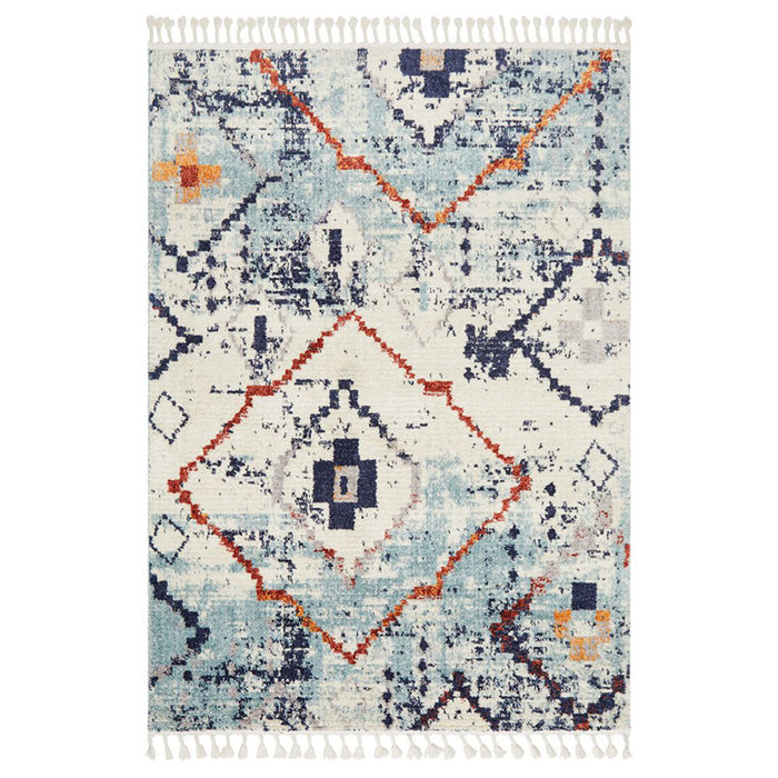 Mersin Blue Morroccan Geometric Pattern Contemporary Rug, Rugs, Ozark Home 