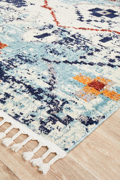 Mersin Blue Morroccan Geometric Pattern Contemporary Rug, Rugs, Ozark Home 