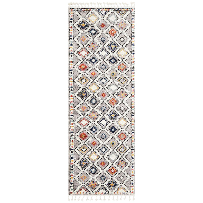 Mersin Grey Moroccan Diamond Motif Contemporary Runner Rug, Rugs, Ozark Home 