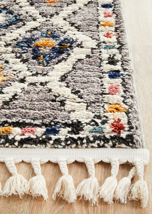 Mersin Grey Moroccan Diamond Motif Contemporary Runner Rug, Rugs, Ozark Home 