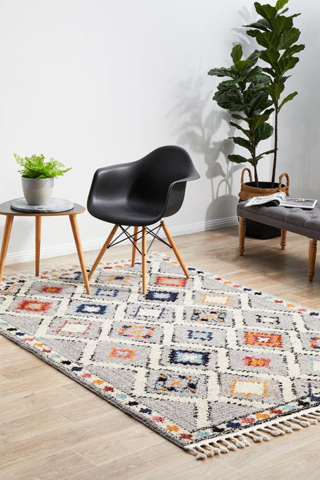 Mersin Grey Moroccan Diamond Motif Contemporary Rug, Rugs, Ozark Home 