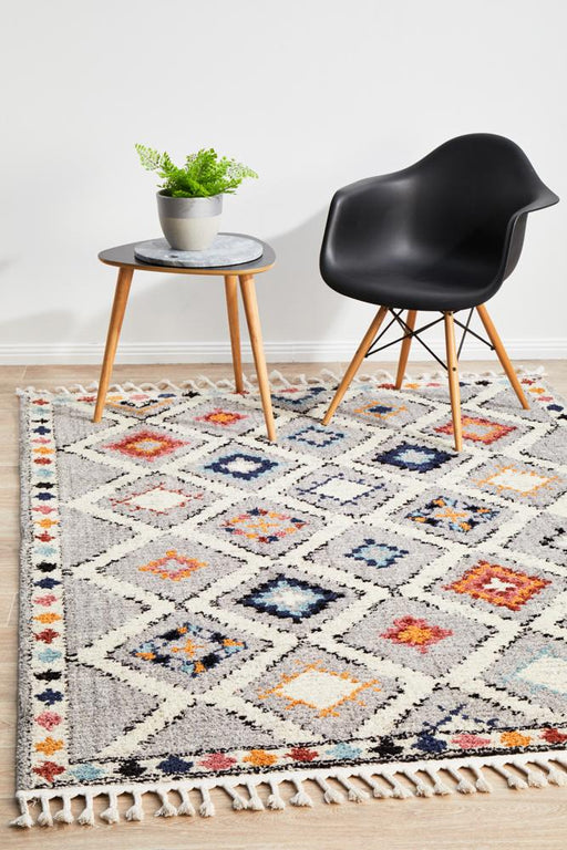 Mersin Grey Moroccan Diamond Motif Contemporary Rug, Rugs, Ozark Home 