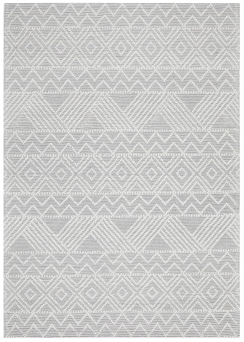 Meerut Grey & White Inverted Triangle Pattern Wool Contemporary Rug, Rugs, Ozark Home 