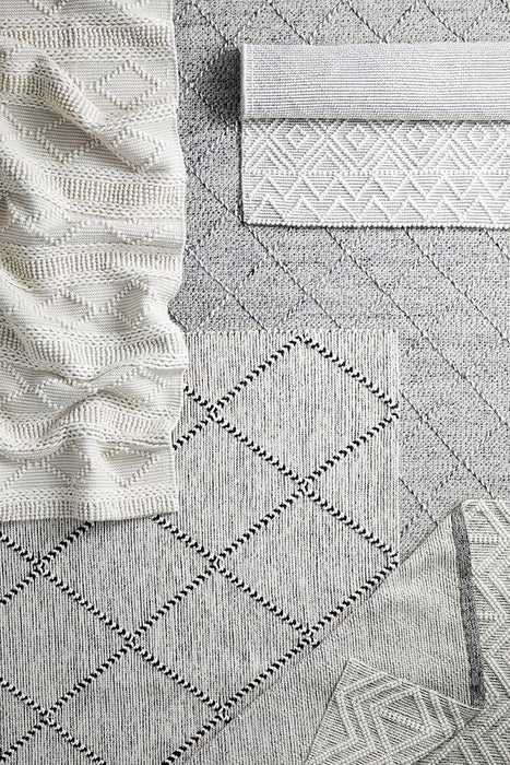 Meerut Grey & White Inverted Triangle Pattern Wool Contemporary Rug, Rugs, Ozark Home 