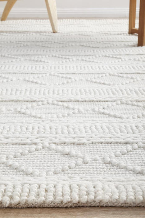 Meerut Grey & White Geometric Diamond Pattern Wool Contemporary Rug, Rugs, Ozark Home 