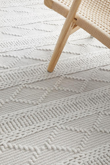 Meerut Grey & White Geometric Diamond Pattern Wool Contemporary Rug, Rugs, Ozark Home 