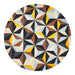 Manisa Blue Round Geometric Prism Wool Contemporary Rug, Rugs, Ozark Home 
