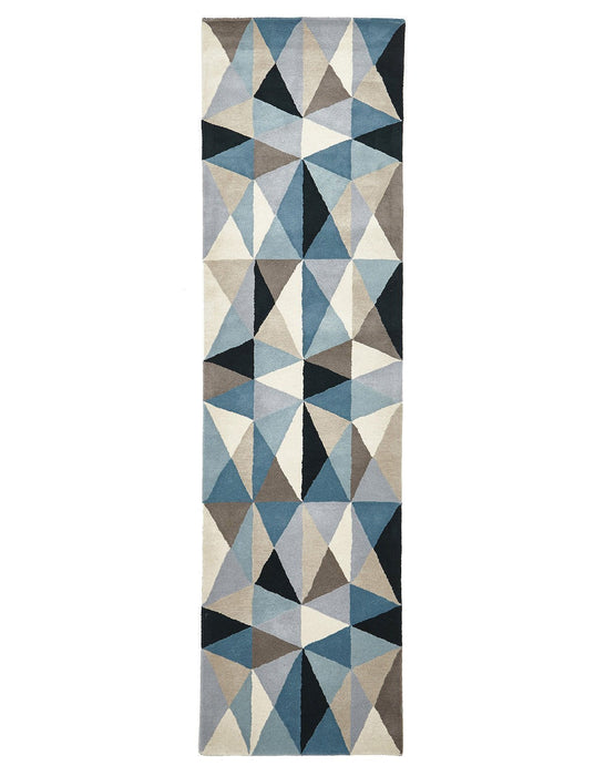 Manisa Turquoise Geometric Kaleidoscope Triangle Wool Contemporary Rug, Rugs, Ozark Home 