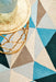 Manisa Turquoise Geometric Kaleidoscope Triangle Wool Contemporary Runner Rug, Rugs, Ozark Home 