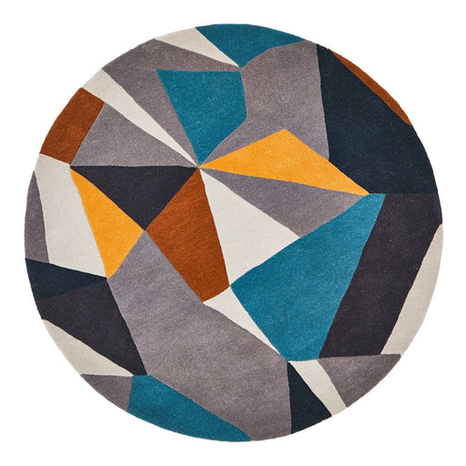 Manisa Safari Round Jagged Geometric Glass Wool Contemporary Rug, Rugs, Ozark Home 