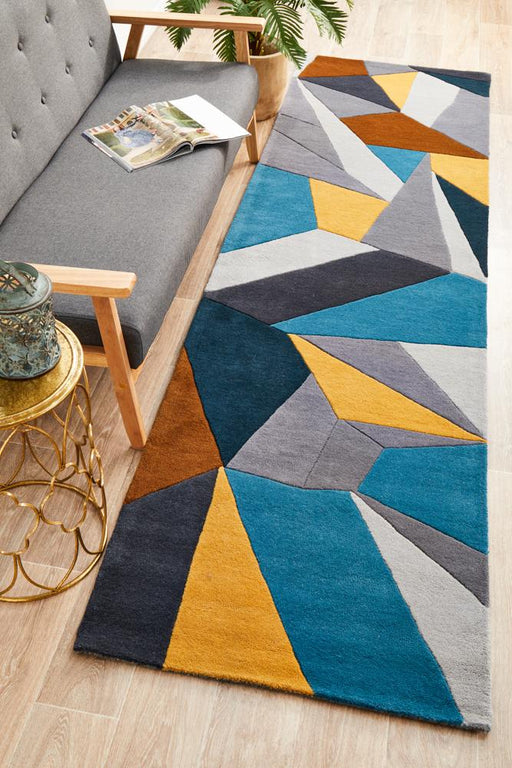 Manisa Safari Jagged Geometric Glass Wool Contemporary Runner Rug, Rugs, Ozark Home 