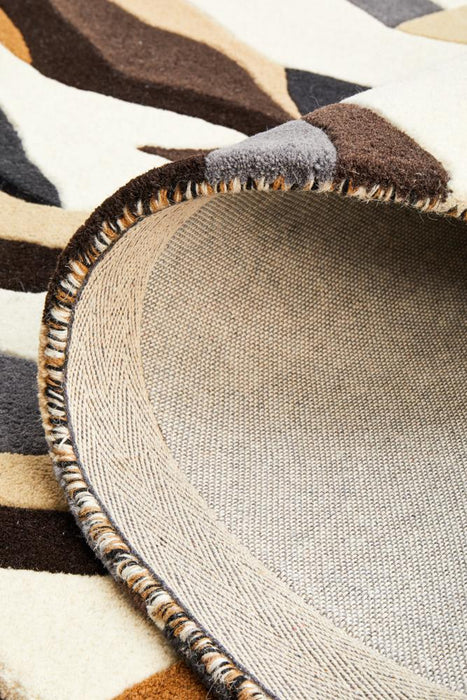 Manisa Fossil Round Jagged Geometric Shape Wool Contemporary Rug, Rugs, Ozark Home 