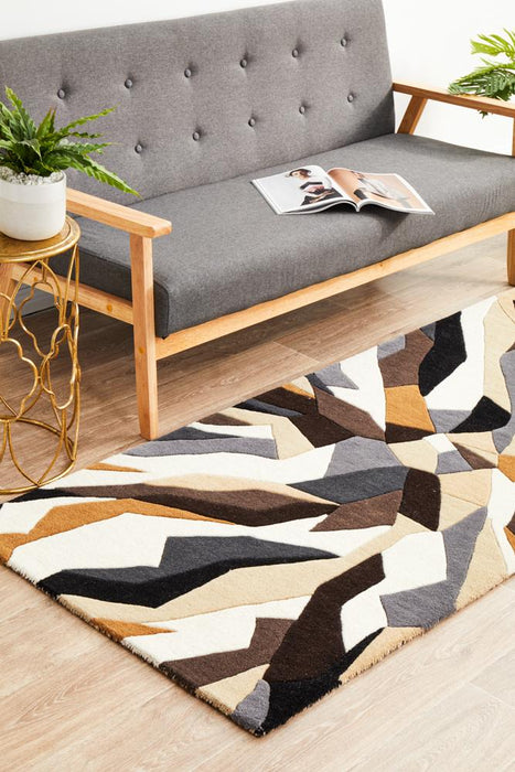 Manisa Fossil Jagged Geometric Shape Wool Contemporary Runner Rug, Rugs, Ozark Home 