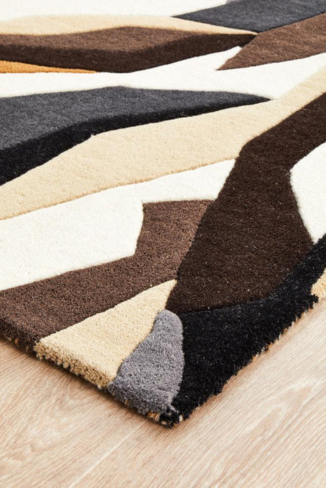 Manisa Fossil Jagged Geometric Shape Wool Contemporary Runner Rug, Rugs, Ozark Home 