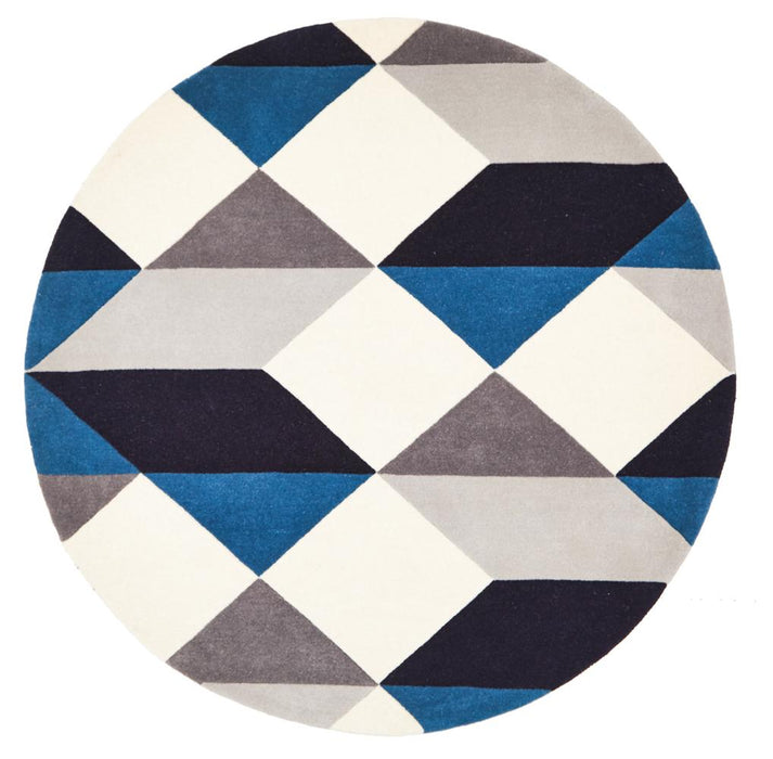 Manisa Steel Round Geometric Chevron Wool Contemporary Rug, Rugs, Ozark Home 