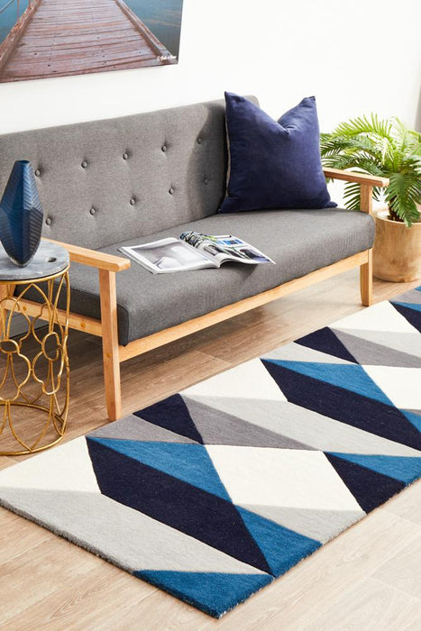 Manisa Steel Geometric Chevron Wool Contemporary Runner Rug, Rugs, Ozark Home 