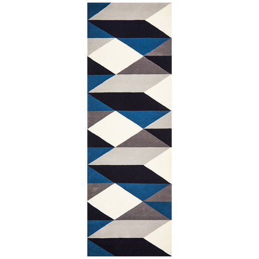 Manisa Steel Geometric Chevron Wool Contemporary Runner Rug, Rugs, Ozark Home 