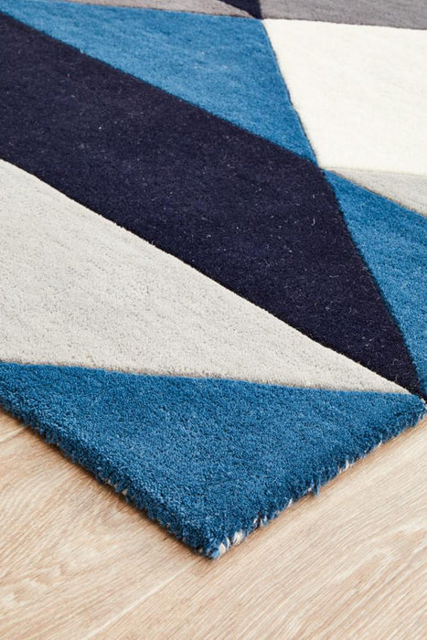 Manisa Steel Geometric Chevron Wool Contemporary Runner Rug, Rugs, Ozark Home 