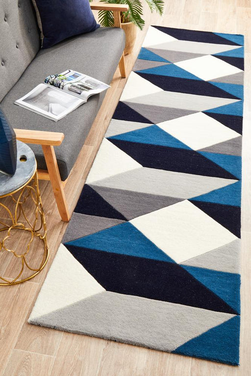 Manisa Steel Geometric Chevron Wool Contemporary Runner Rug, Rugs, Ozark Home 