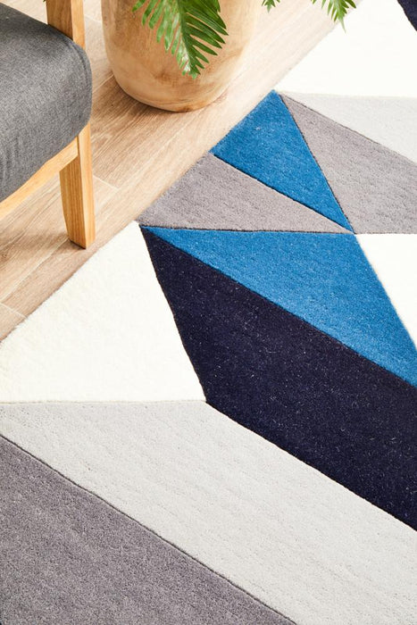 Manisa Steel Geometric Chevron Wool Contemporary Runner Rug, Rugs, Ozark Home 