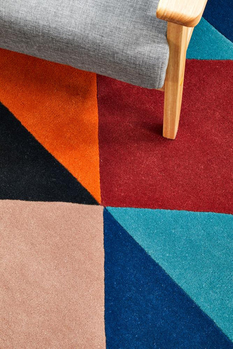 Manisa Sunset Round Geometric Chevron Wool Contemporary Rug, Rugs, Ozark Home 