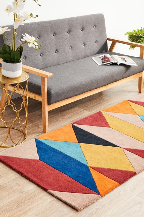 Manisa Sunset Geometric Chevron Wool Contemporary Runner Rug, Rugs, Ozark Home 