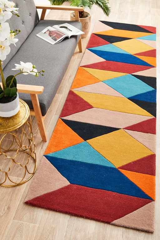 Manisa Sunset Geometric Chevron Wool Contemporary Runner Rug, Rugs, Ozark Home 