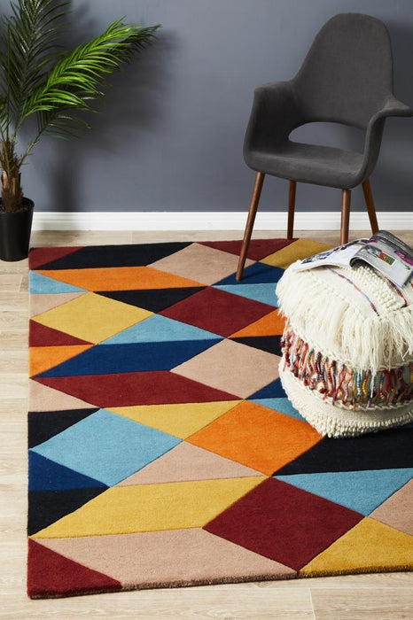 Manisa Sunset Geometric Chevron Wool Contemporary Rug, Rugs, Ozark Home 