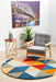 Manisa Multicoloured Round Geometric Triangle Wool Contemporary Rug, Rugs, Ozark Home 