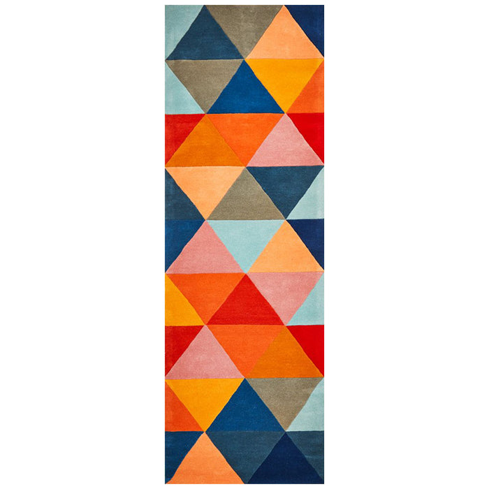 Manisa Multicoloured Geometric Triangle Wool Contemporary Runner Rug, Rugs, Ozark Home 