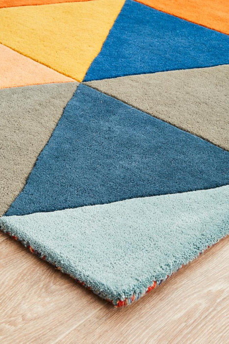 Manisa Multicoloured Geometric Triangle Wool Contemporary Runner Rug, Rugs, Ozark Home 