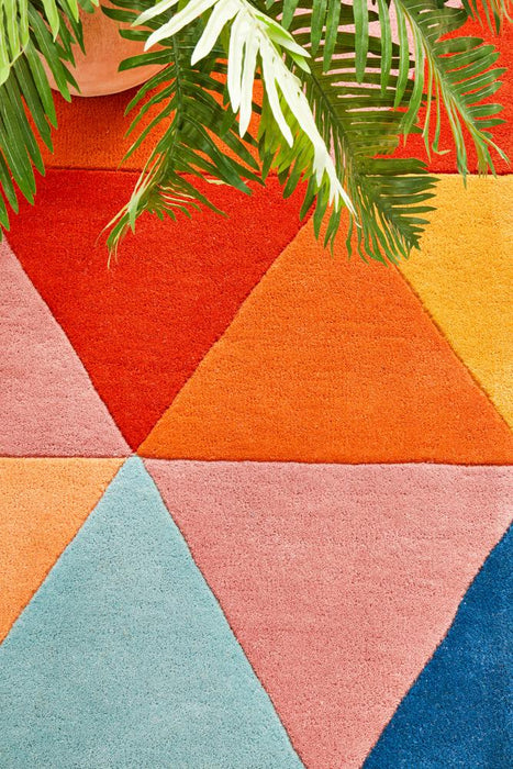 Manisa Multicoloured Geometric Triangle Wool Contemporary Runner Rug, Rugs, Ozark Home 