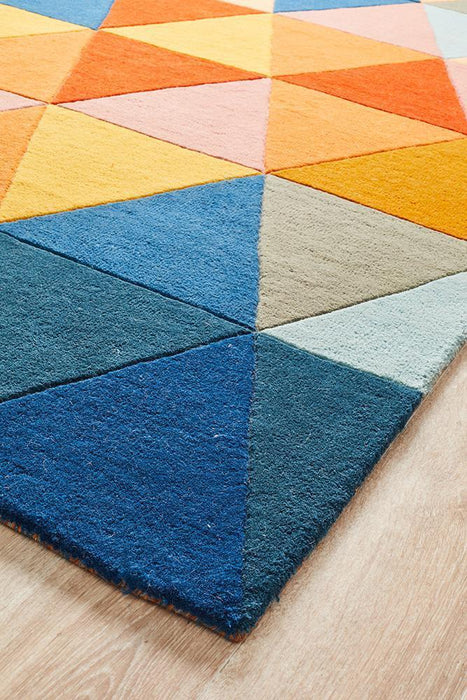 Manisa Multicoloured Geometric Triangle Wool Contemporary Rug, Rugs, Ozark Home 