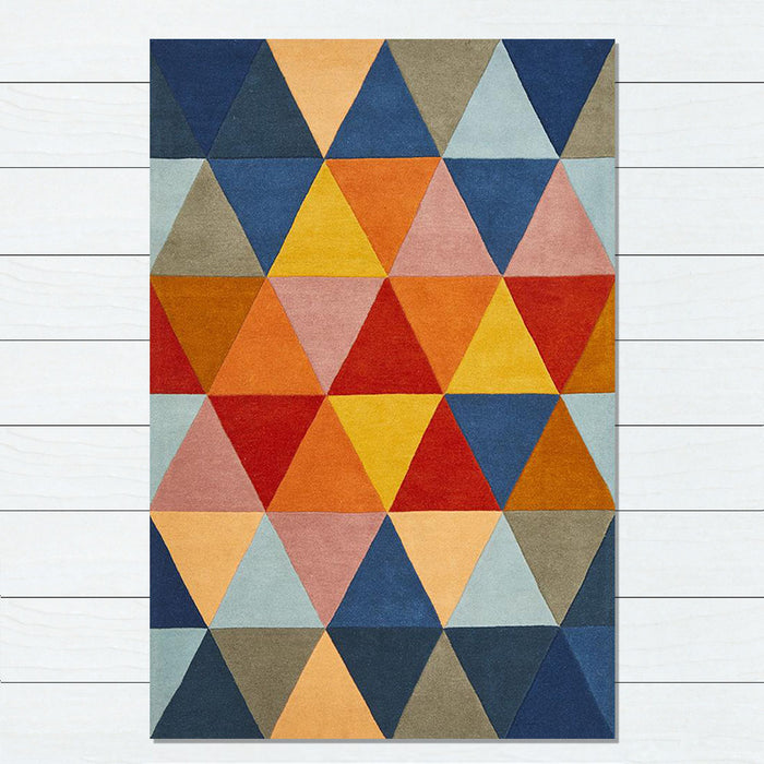 Manisa Multicoloured Geometric Triangle Wool Contemporary Rug, Rugs, Ozark Home 