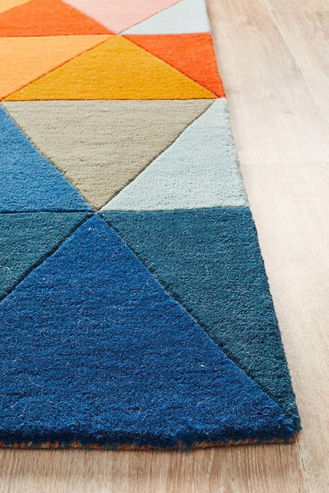 Manisa Multicoloured Geometric Triangle Wool Contemporary Rug, Rugs, Ozark Home 