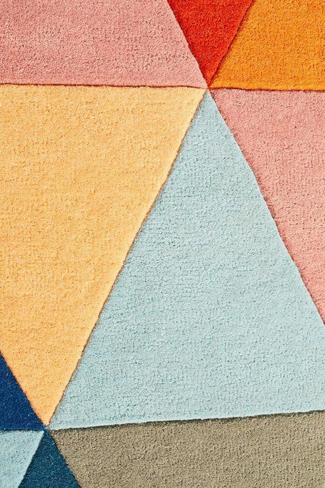 Manisa Multicoloured Geometric Triangle Wool Contemporary Rug, Rugs, Ozark Home 