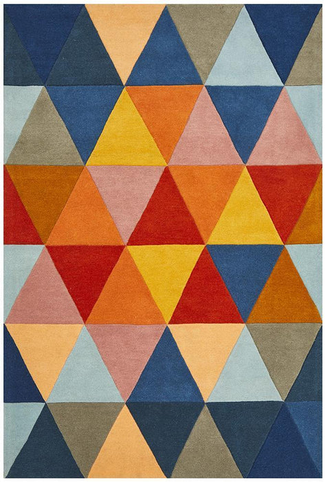 Manisa Multicoloured Geometric Triangle Wool Contemporary Rug, Rugs, Ozark Home 