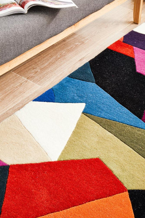 Manisa Crayon Jagged Geometric Diamond Wool Contemporary Runner Rug, Rugs, Ozark Home 