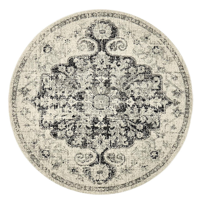 Matai Charcoal Round Persian Transitional Mandala Contemporary Rug, Rugs, Ozark Home 