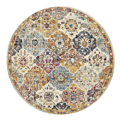 Matai Rust Round Rust Persian Transitional Floral Grid Contemporary Rug, Rugs, Ozark Home 