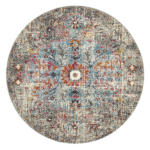 Matai Multicoloured Round Transitional Floral Pattern Contemporary Rug, Rugs, Ozark Home 