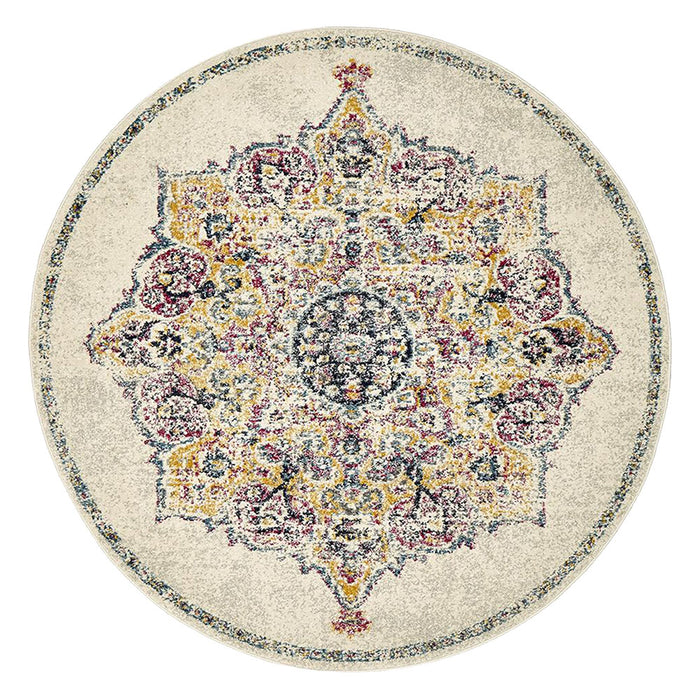 Matai Bone Round Transitional Colour Mandala Contemporary Rug, Rugs, Ozark Home 