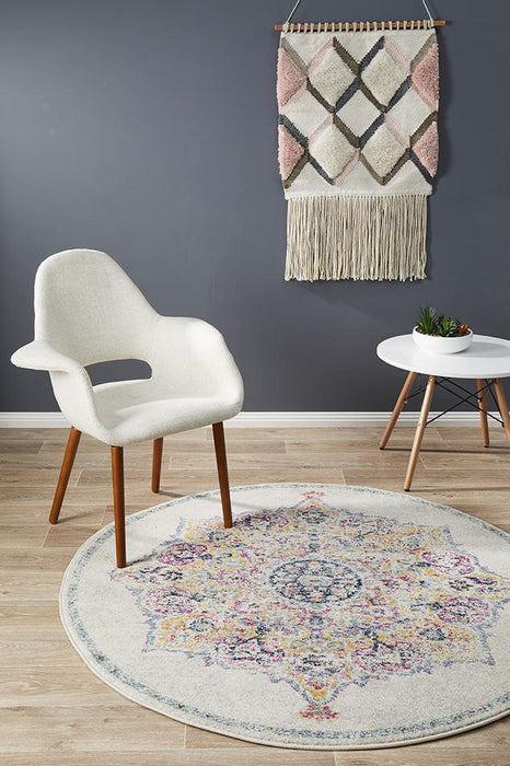 Matai Bone Round Transitional Colour Mandala Contemporary Rug, Rugs, Ozark Home 