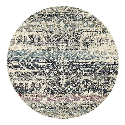 Matai Blue Round Transitional Aztec Mandala Contemporary Rug, Rugs, Ozark Home 