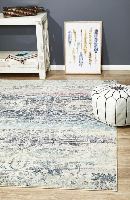 Matai Blue Transitional Aztec Mandala Contemporary Rug, Rugs, Ozark Home 