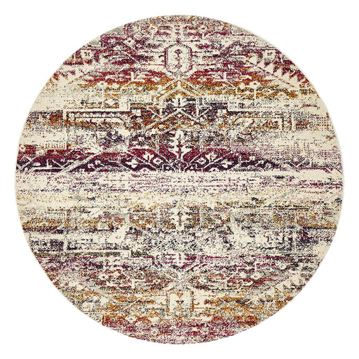 Matai Fuchsia Round Transitional Aztec Mandala Contemporary Rug, Rugs, Ozark Home 