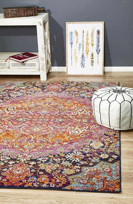 Matai Multicoloured Transitional Floral Collage Contemporary Rug, Rugs, Ozark Home 