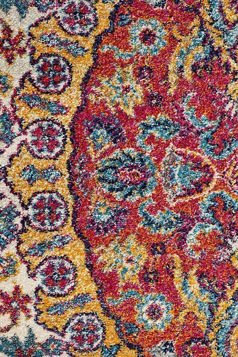 Matai Rust Round Transitional Floral Collage Contemporary Rug, Rugs, Ozark Home 