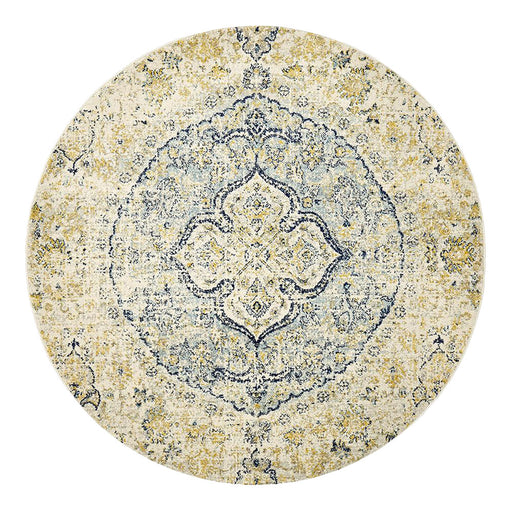 Matai Silver Round Transitional Floral Medallion Contemporary Rug, Rugs, Ozark Home 